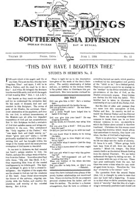 Eastern Tidings | June 1, 1934