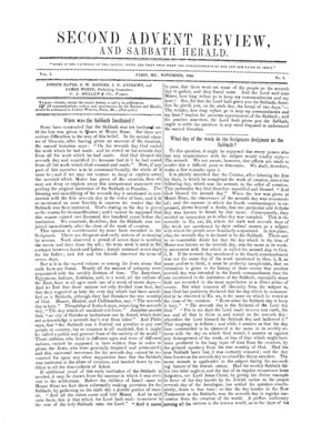 Second Advent Review, and Sabbath Herald | November 1, 1850