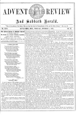 Advent Review, and Sabbath Herald | November 1, 1870