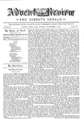Advent Review, and Sabbath Herald | November 1, 1881