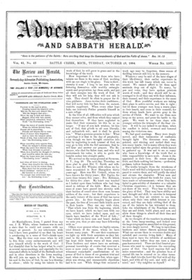 Advent Review, and Sabbath Herald | October 28, 1884
