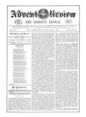 Advent Review, and Sabbath Herald | March 1, 1887