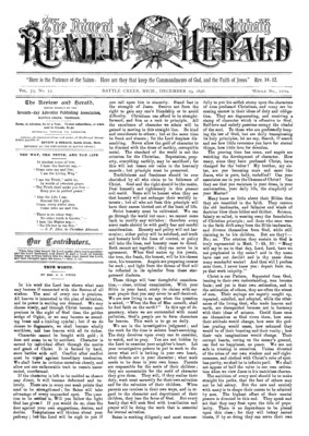 Advent Review and Sabbath Herald | December 29, 1896