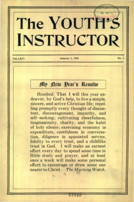 Youths Instructor | January 1, 1918