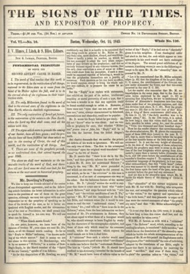Signs of the Times, and Expositor of Prophecy | October 25, 1843