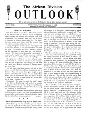 The African Division Outlook | December 1, 1921