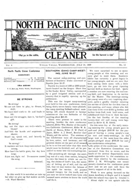 North Pacific Union Gleaner | July 14, 1909