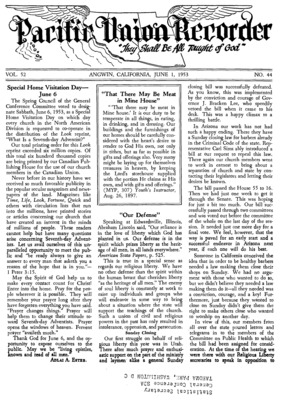 Pacific Union Recorder | June 1, 1953