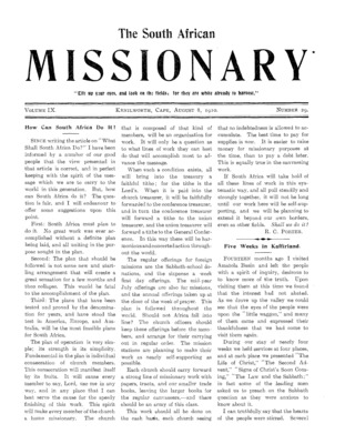South African Missionary | August 8, 1910