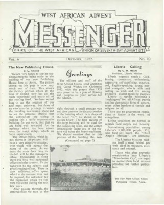 The West African Advent Messenger | October 1, 1952