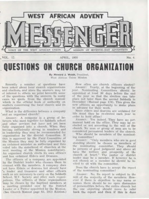 The West African Advent Messenger | April 1, 1958