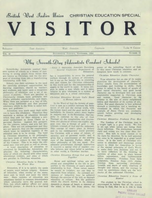 British West Indies Union Visitor | November 1, 1954