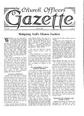 The Church Officers' Gazette | July 1, 1941