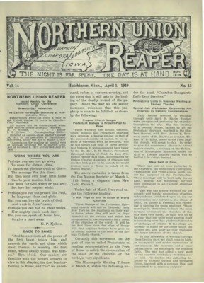 Northern Union Reaper | April 1, 1919