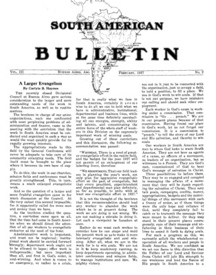 South American Bulletin | February 1, 1927