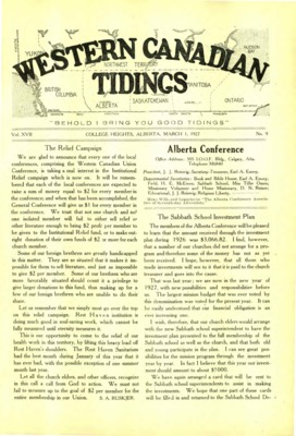 Western Canadian Tidings | March 1, 1927