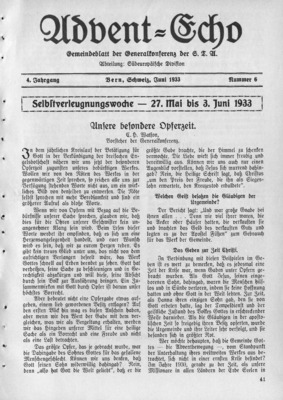 Advent Echo | June 1, 1933