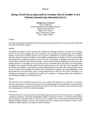 Using a Small Group Approach to Increase Church Growth in the Gikondo Seventh-day Adventist Church