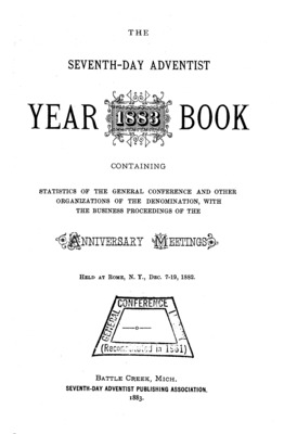 Seventh-day Adventist Yearbook | January 1, 1883